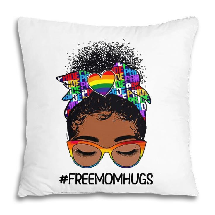Black Women Free Mom Hugs Messy Bun Lgbtq Lgbt Pride Month Pillow