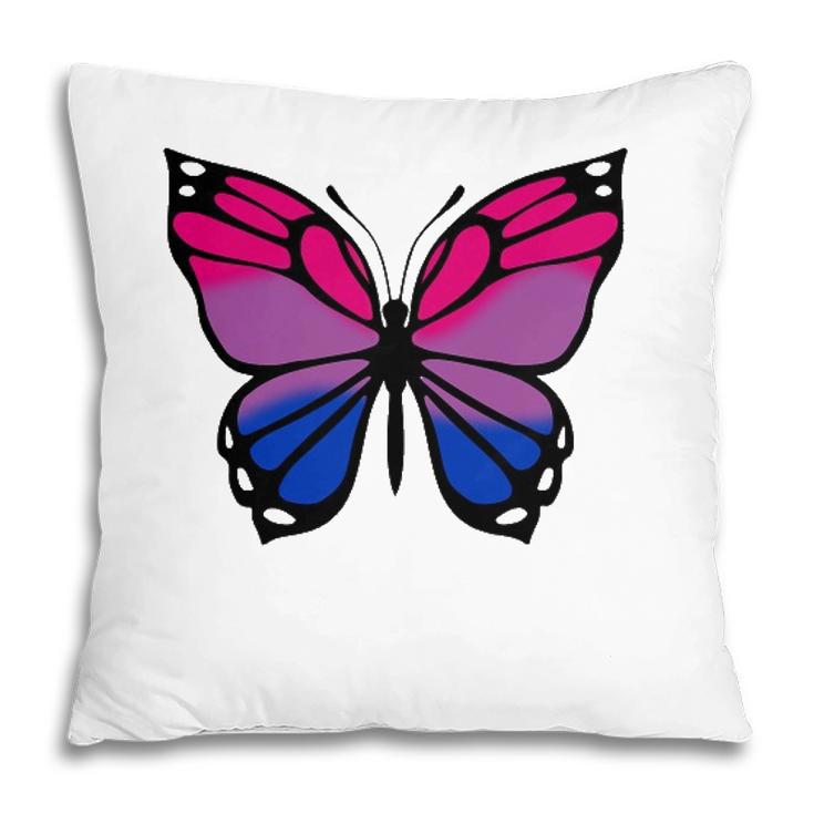 Butterfly With Colors Of The Bisexual Pride Flag Pillow
