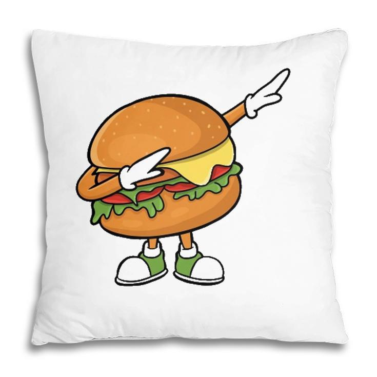Funny Hamburger Art Men Women Cheeseburger Meat Eater  Pillow