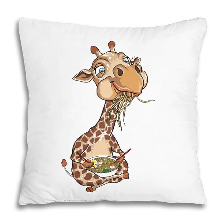 Giraffe Eating Ramen Kawaii Giraffe Japanese Noodle Pillow