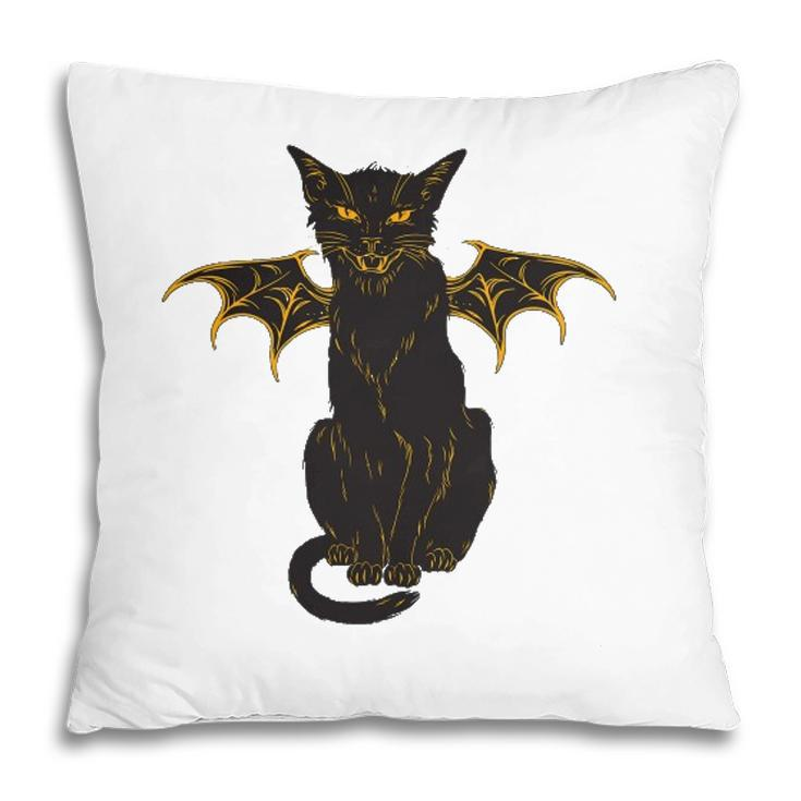 Halloween Black Cat With Wings Men Women Boy Girl Kids Gift Pillow