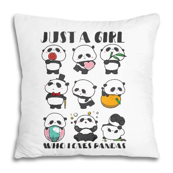 Just A Girl Who Loves Pandas For Women Lover Panda Pillow