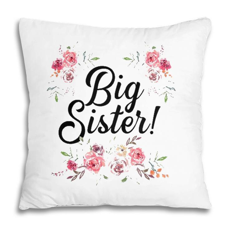 Kids Cute Big Sister Floral Design Toddler Girl Pillow