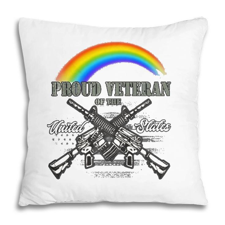 Lgbtq July 4Th American Flag Rainbow Proud Veteran  Pillow