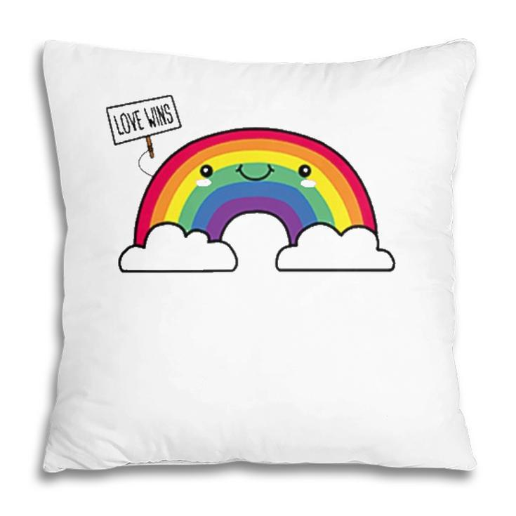 Love Wins Lgbt Kawaii Cute Anime Rainbow Flag Pocket Design Pillow