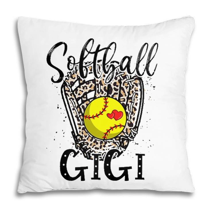 Softball Gigi Leopard Game Day Softball Lover Grandma Pillow