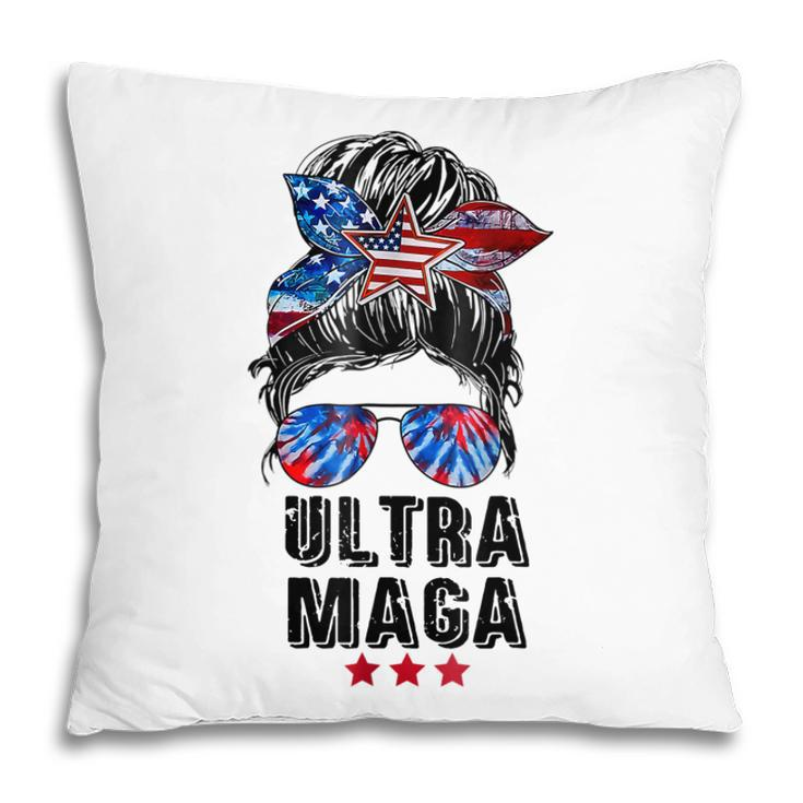 Ultra Mega Messy Bun 2022 Proud Ultra-Maga We The People  Pillow