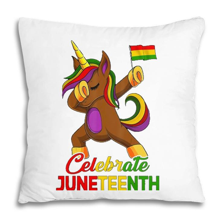 Unicorn Dabbing Juneteenth Celebrate Black Women Girls Kids Pillow