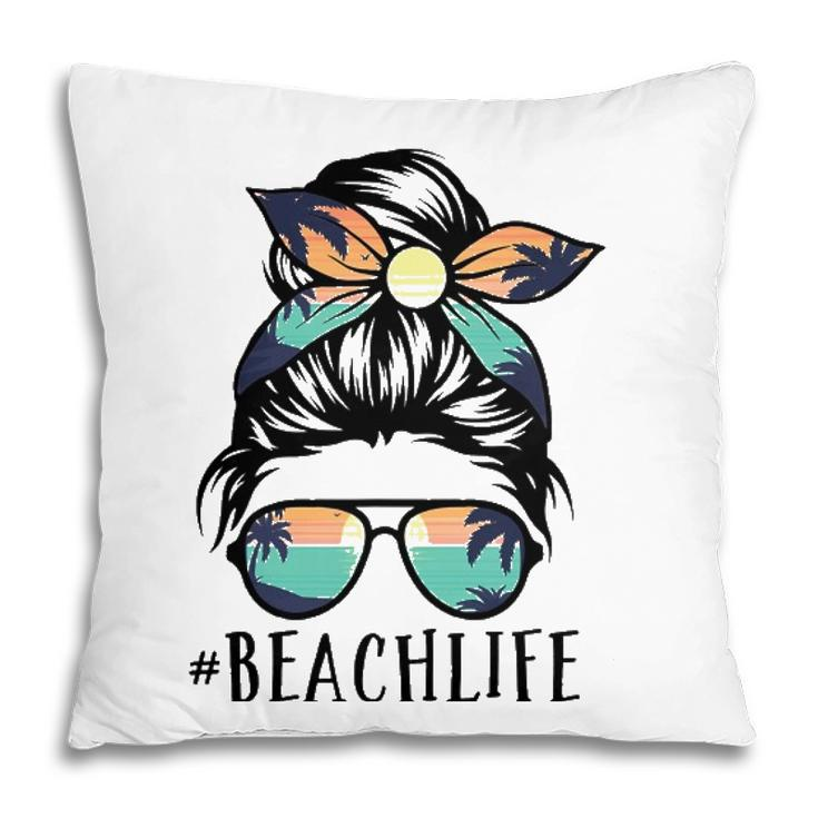Womens Beach Life S Messy Bun Summer Hawaiian Hawaii Pillow