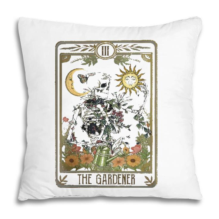 Womens Floral Skeleton Gardening Tarot The Gardener Plant Lovers Pillow