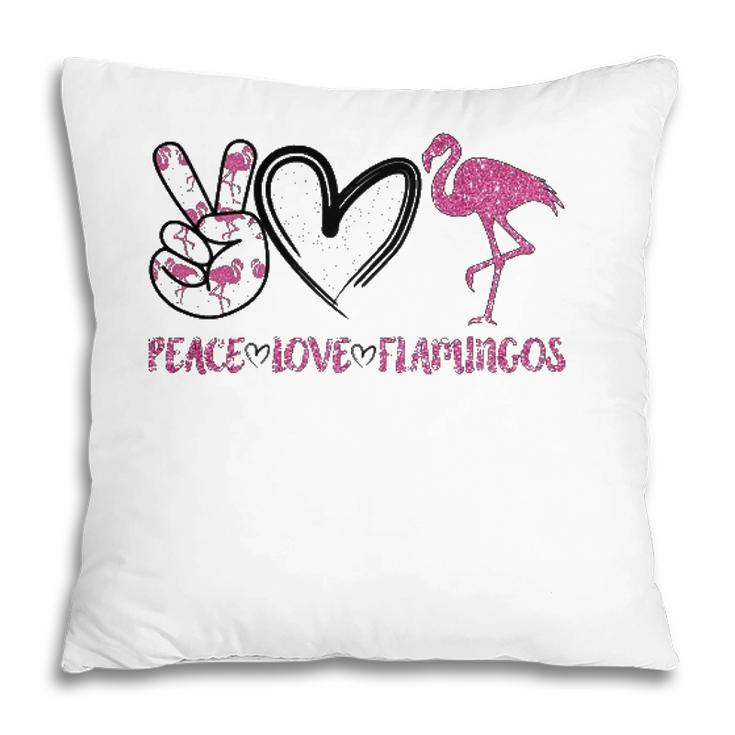 Womens Peace Love Flamingos Funny Flamingo Lover Women Gift Pillow