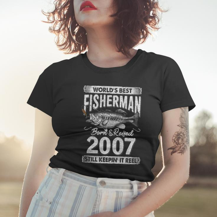 15 Years Old Fisherman Born In 2007 Fisherman 15Th Birthday Women T-shirt Gifts for Her