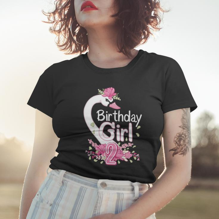 2Nd Birthday Wildlife Swan Animal 2 Years Old Birthday Girl Women T-shirt Gifts for Her
