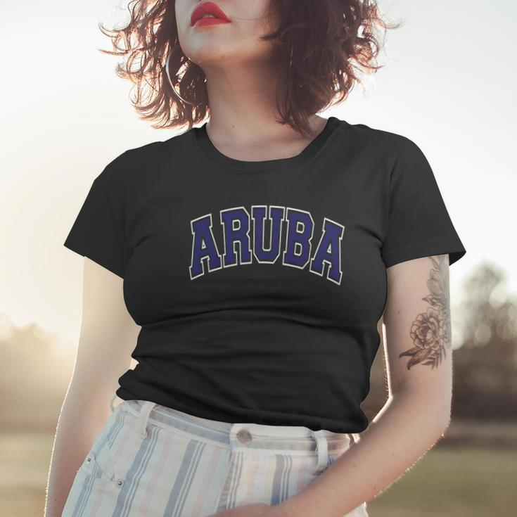 Aruba Varsity Style Navy Blue Text Women T-shirt Gifts for Her