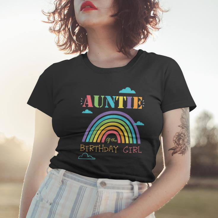 Auntie Of The Birthday Girl Rainbow Theme Matching Family Women T-shirt Gifts for Her