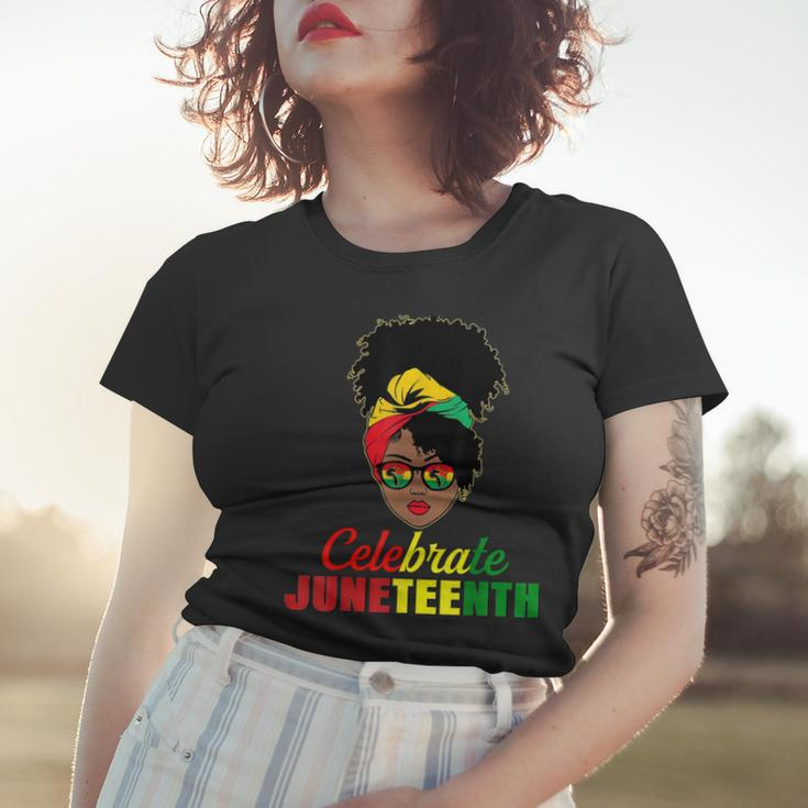 Celebrate Juneteenth Messy Bun Black Women Melanin Pride Women T-shirt Gifts for Her