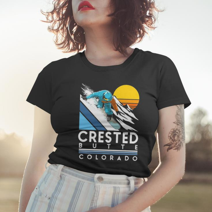 Crested Butte Colorado Retro Snowboard Women T-shirt Gifts for Her