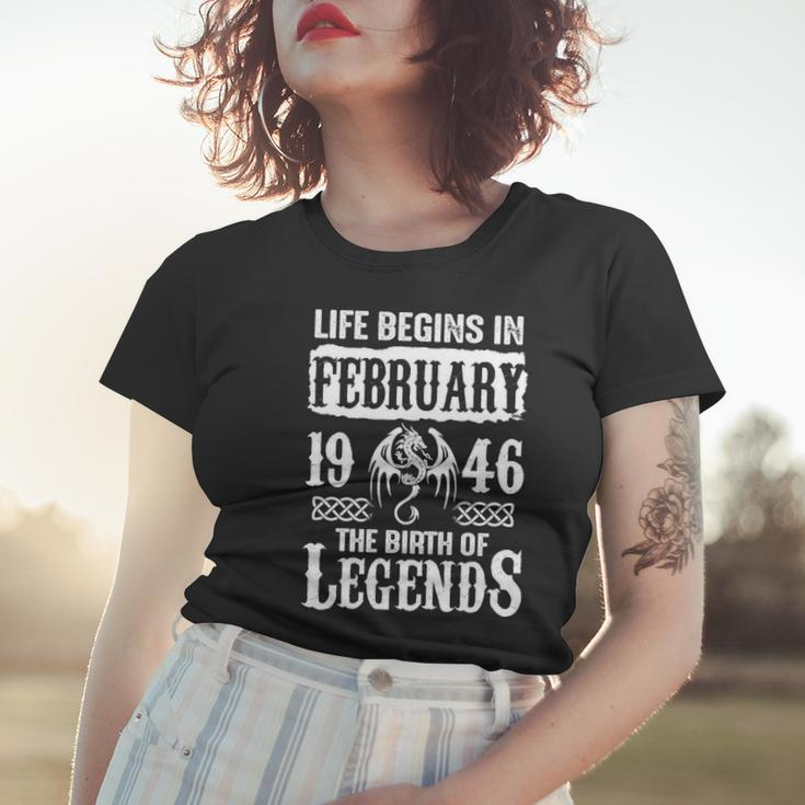 February 1946 Birthday Life Begins In February 1946 Women T-shirt Gifts for Her