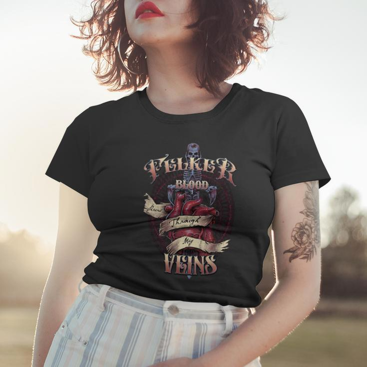 Felker Blood Runs Through My Veins Name Women T-shirt Gifts for Her