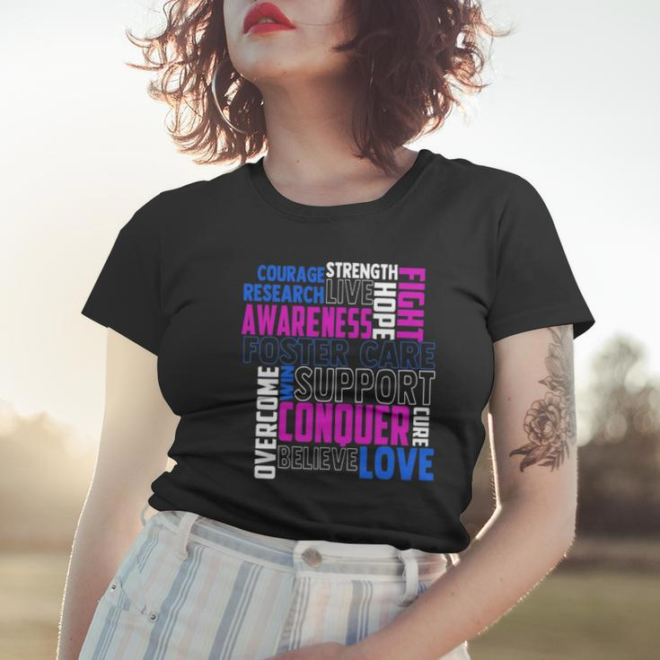 Foster Care Awareness Adoption Related Blue Ribbon Women T-shirt Gifts for Her