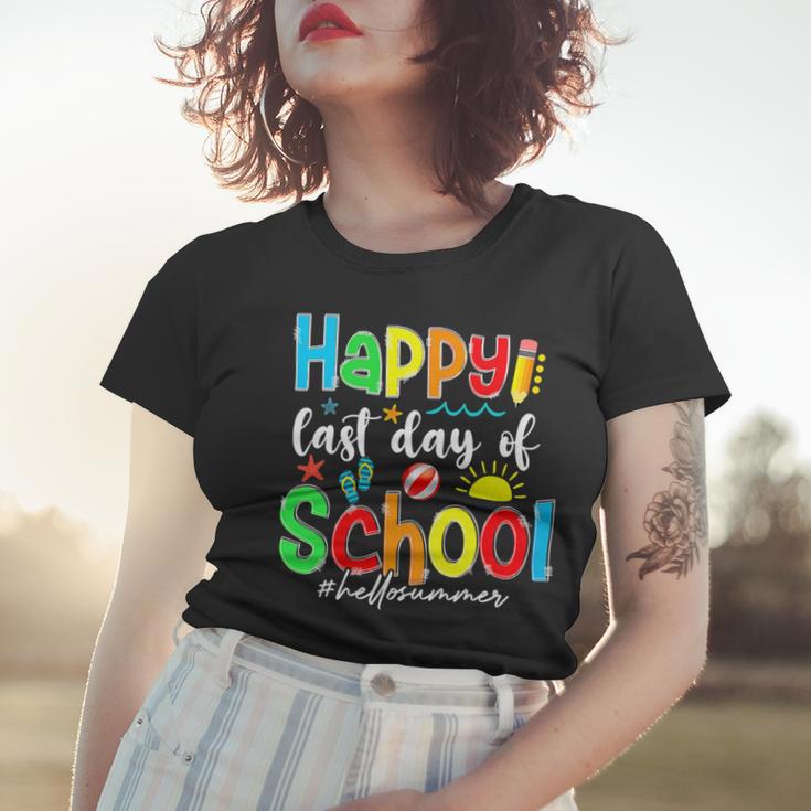 Funny Happy Last Day Of School Hello Summer Multicolored Women T-shirt Gifts for Her