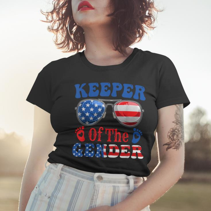 Keeper Of The Gender 4Th Of July Baby Gender Reveal Women T-shirt Gifts for Her