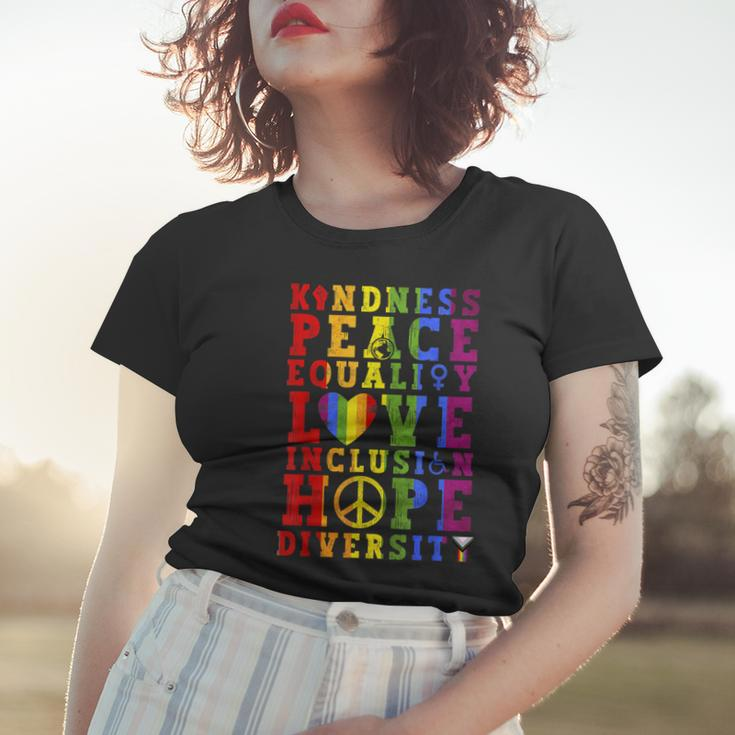Kindness Equality Love Lgbtq Rainbow Flag Gay Pride Month Women T-shirt Gifts for Her