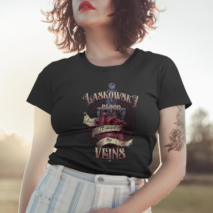 Laskowski Blood Runs Through My Veins Name Women T-shirt Gifts for Her
