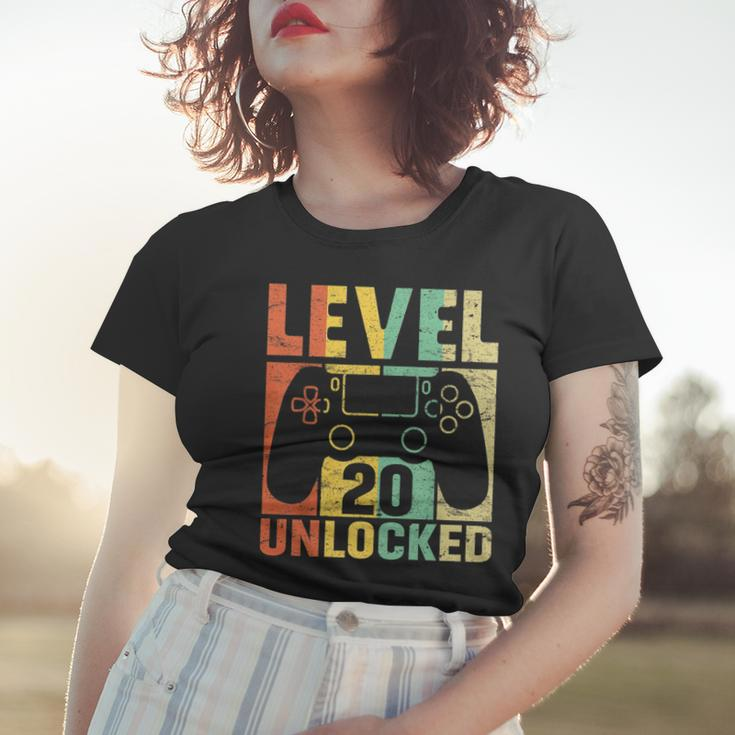 Level 20 Unlocked Video Game 20Th Birthday Gift Retro Women T-shirt Gifts for Her