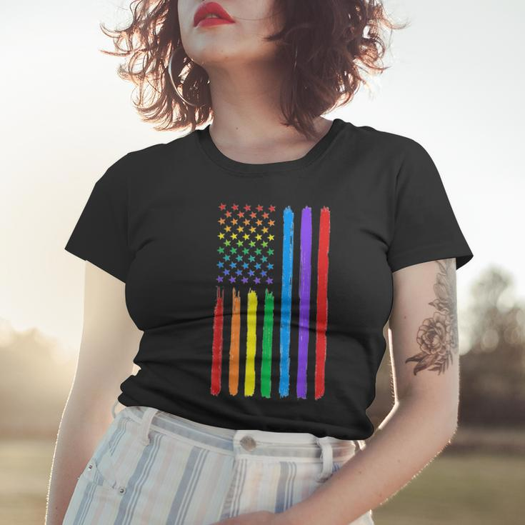 Lgbtq American Flag Pride Rainbow Gay Lesbian Bi Transgender Women T-shirt Gifts for Her