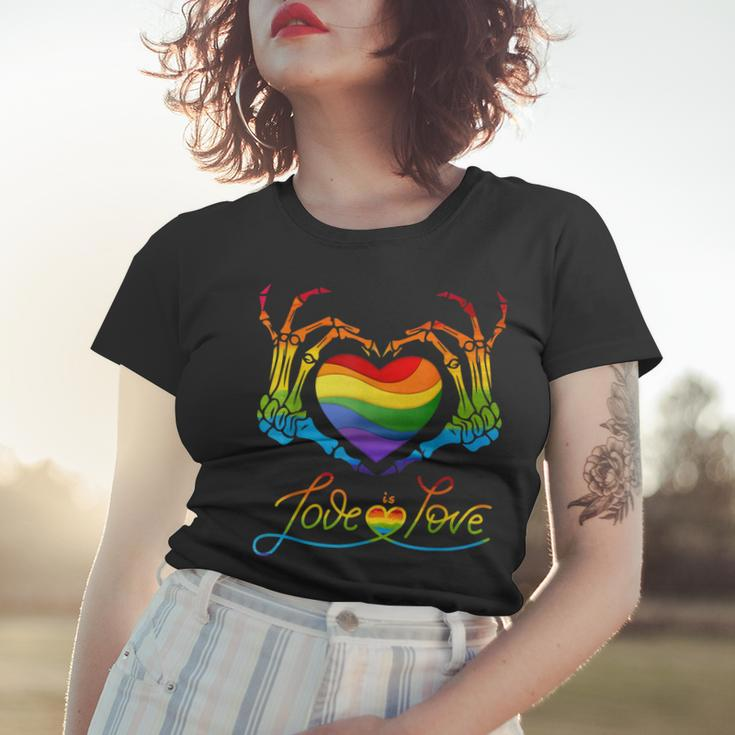 Rainbow Heart Skeleton Love Is Love Lgbt Gay Lesbian Pride Women T-shirt Gifts for Her