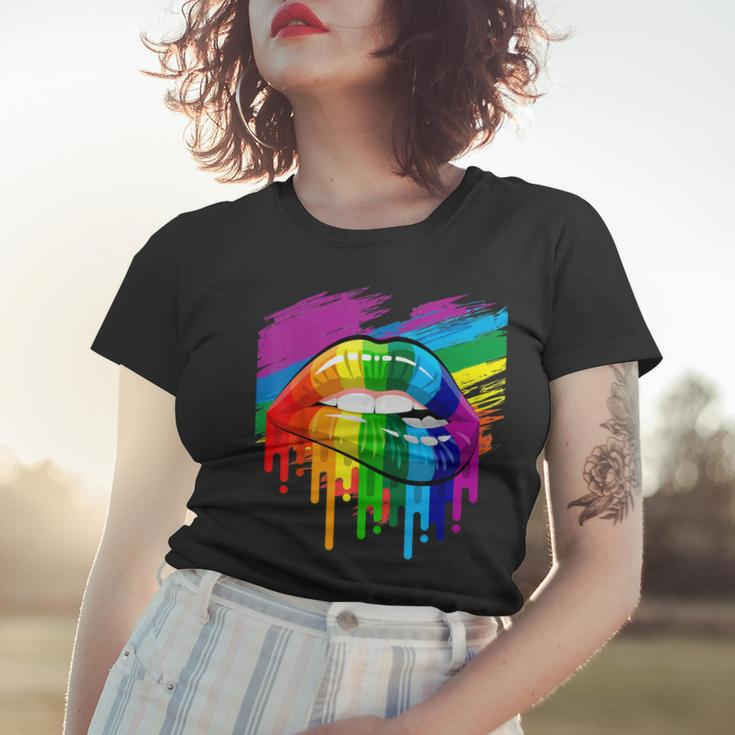 Rainbow Lips Lgbt Pride Month Rainbow Flag Women T-shirt Gifts for Her