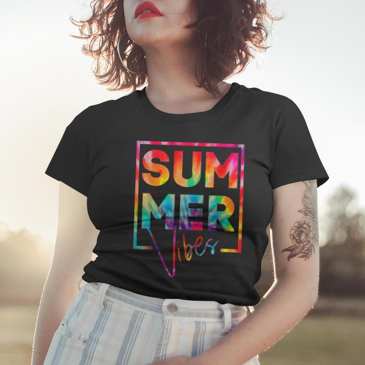 Summer Vibes Tie Dye Hello Summer Vacation Women T-shirt Gifts for Her