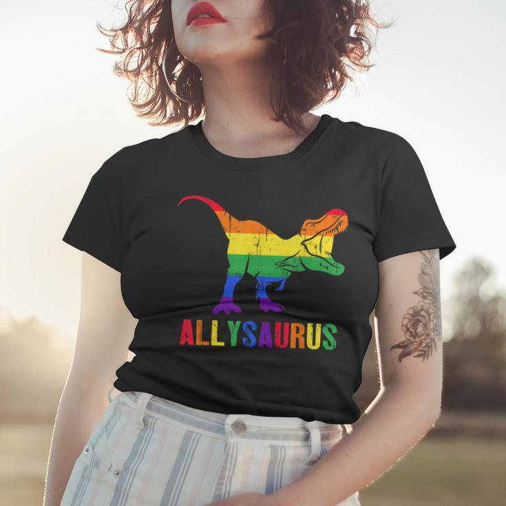 T Rex Dinosaur Lgbt Gay Pride Flag Allysaurus Ally Women T-shirt Gifts for Her