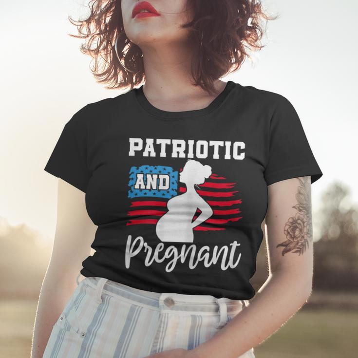 Womens Patriotic And Pregnant Baby Reveal 4Th Of July Pregnancy Women T-shirt Gifts for Her