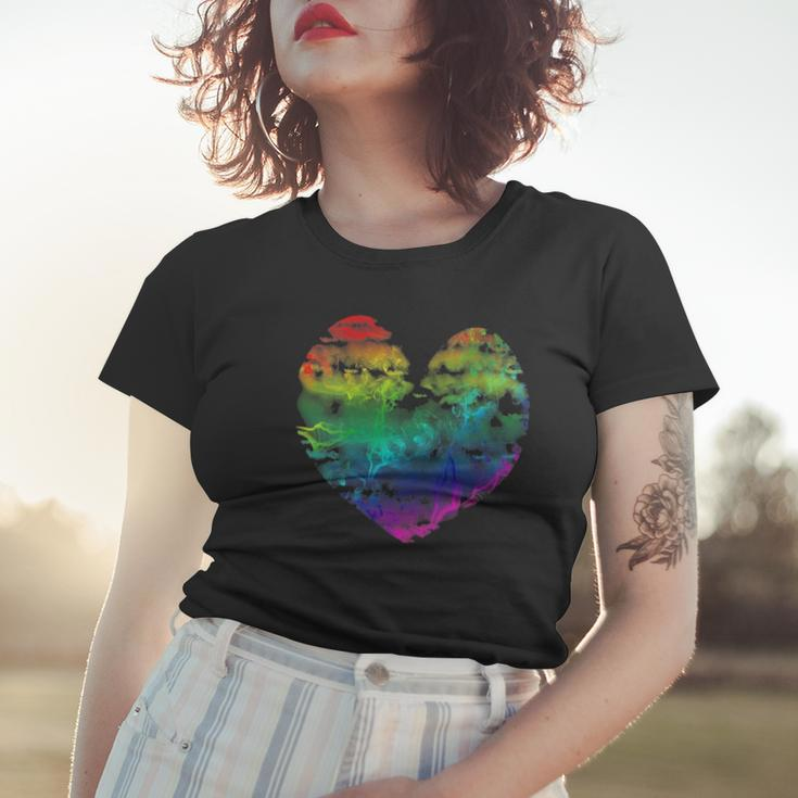Womens Rainbow Cloudy Heart Lgbt Gay & Lesbian Pride Gift Women T-shirt Gifts for Her