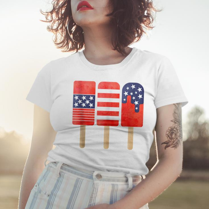 4Th Of July Popsicles Usa Flag Independence Day Patriotic Women T-shirt Gifts for Her