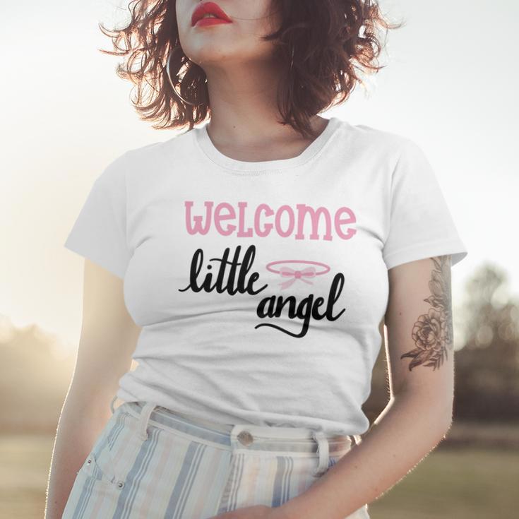 Baby Shower Text Design Welcome Little Angel Women T-shirt Gifts for Her