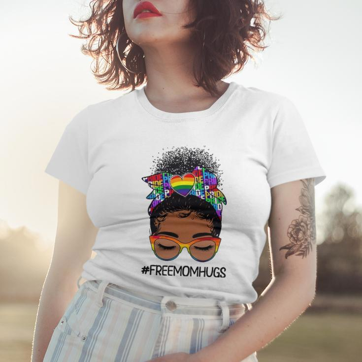 Black Women Free Mom Hugs Messy Bun Lgbtq Lgbt Pride Month Women T-shirt Gifts for Her