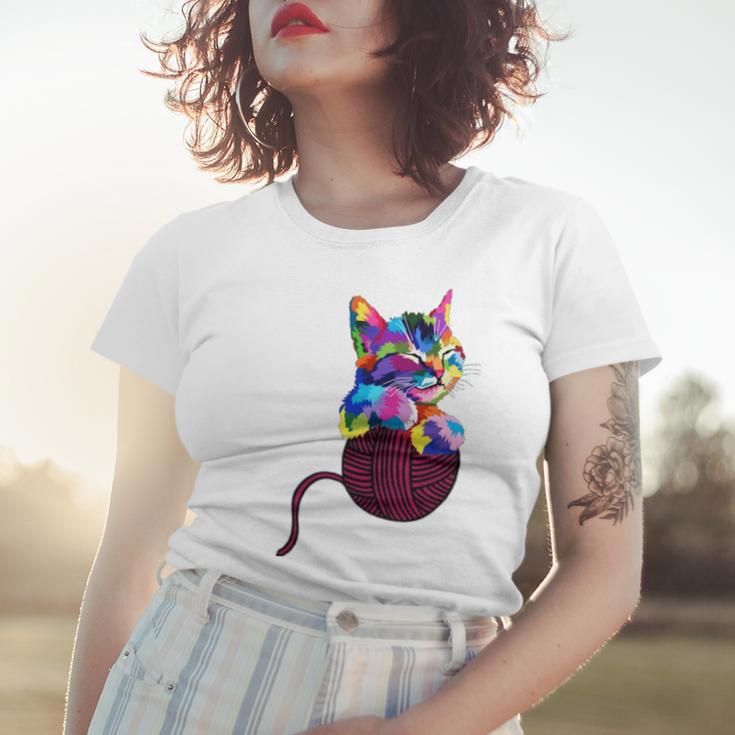 Cute Cat Gift For Kitten Lovers Colorful Art Kitty Adoption Women T-shirt Gifts for Her