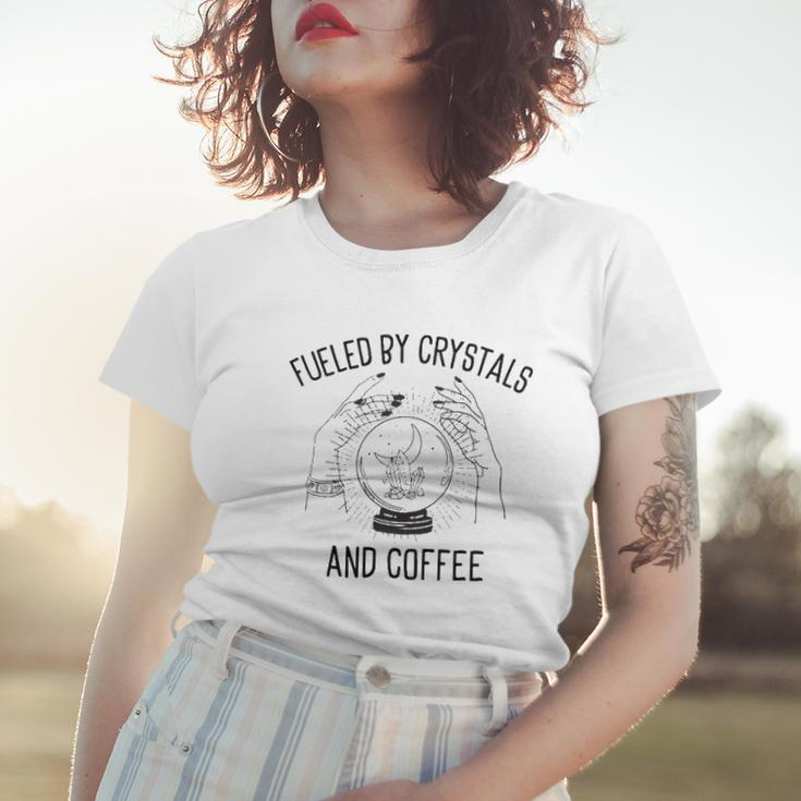 Fueled By Crystals And Coffee Witch Spells Chakra Women T-shirt Gifts for Her