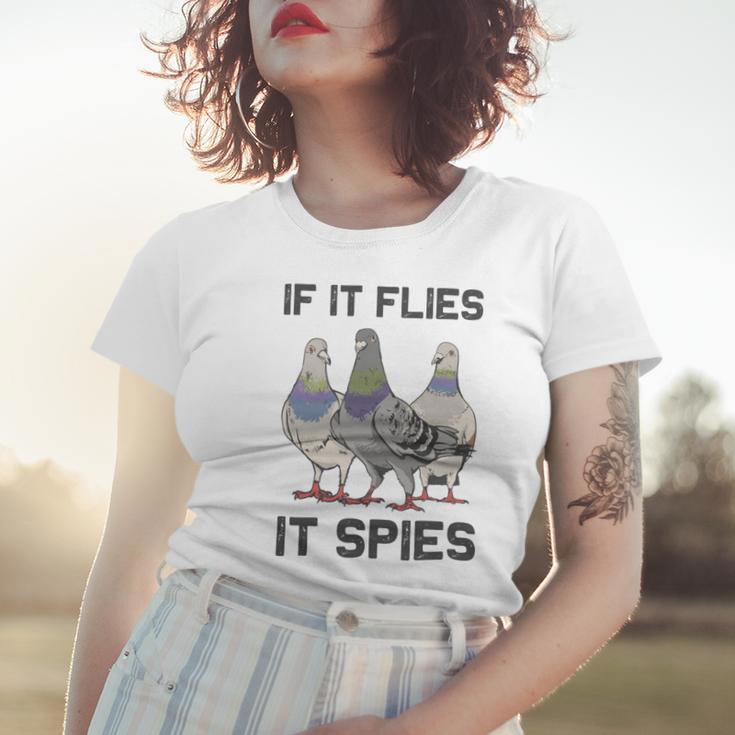 Funny Birds Pun Pigeon If It Flies It Spies Birds Are Liars Women T-shirt Gifts for Her