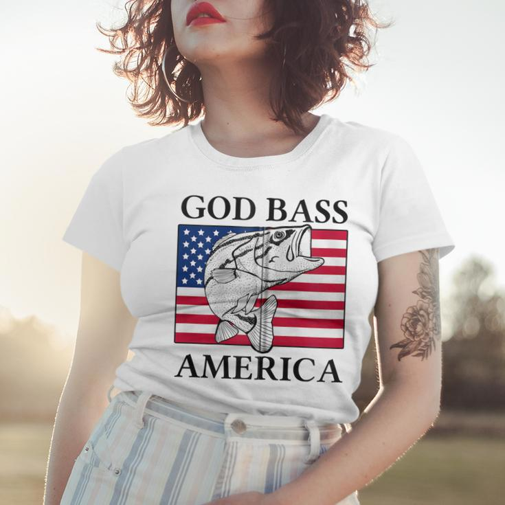 God Bass America Funny Fishing Dad 4Th Of July Usa Patriotic Zip Women T-shirt Gifts for Her