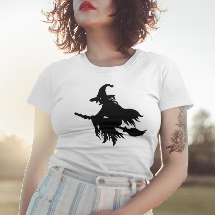 Halloween Scary Old Witch On Broom Art Design Pattern Women T-shirt Gifts for Her