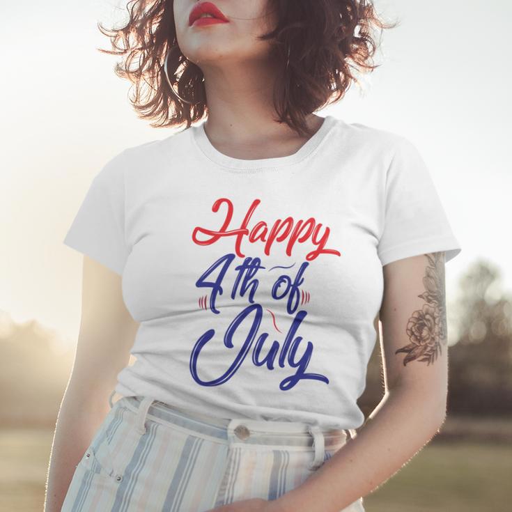 Happy 4Th Of July Dark Red Blue Text Women T-shirt Gifts for Her