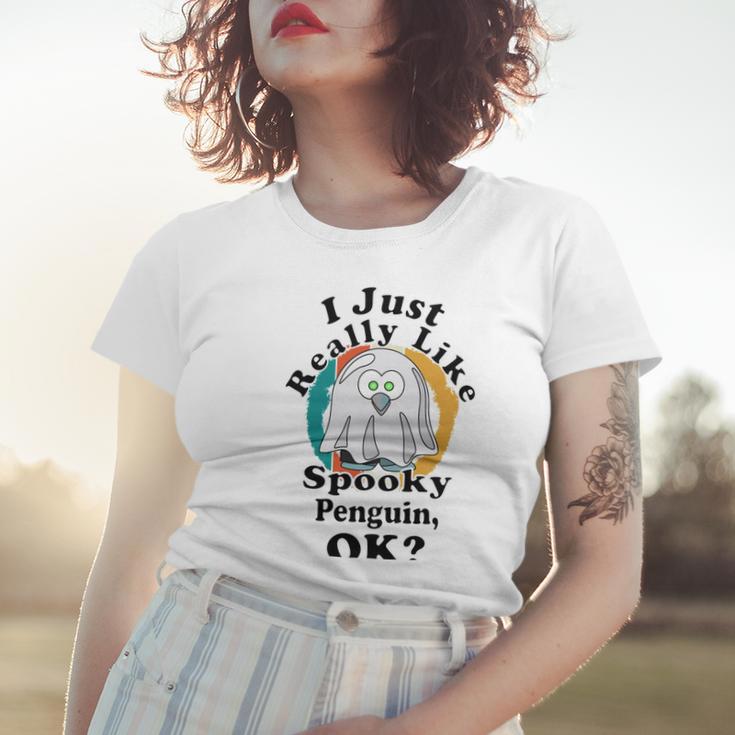 I Really Like Spooky Penguin Ok Women T-shirt Gifts for Her