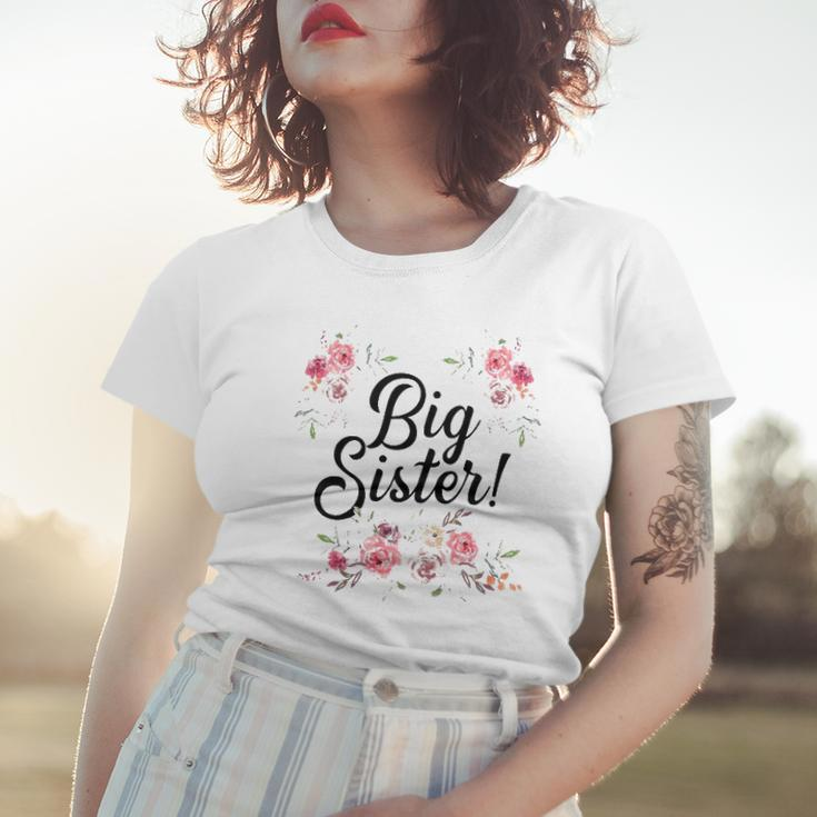 Kids Cute Big Sister Floral Design Toddler Girl Women T-shirt Gifts for Her