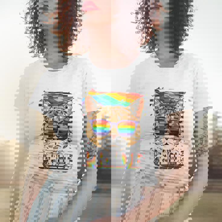 Lgbt Cat Gay Pride Lgbtq Rainbow Flag Sunglasses Women T-shirt Gifts for Her