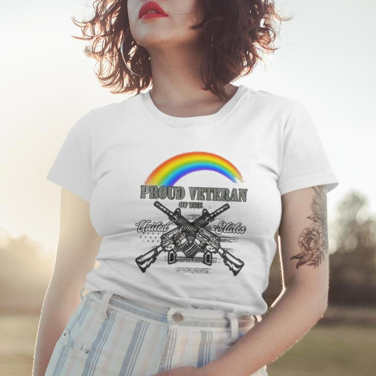 Lgbtq July 4Th American Flag Rainbow Proud Veteran Women T-shirt Gifts for Her