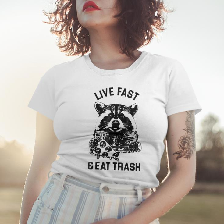 Live Fast Eat Trash Funny Raccoon Hiking Women T-shirt Gifts for Her